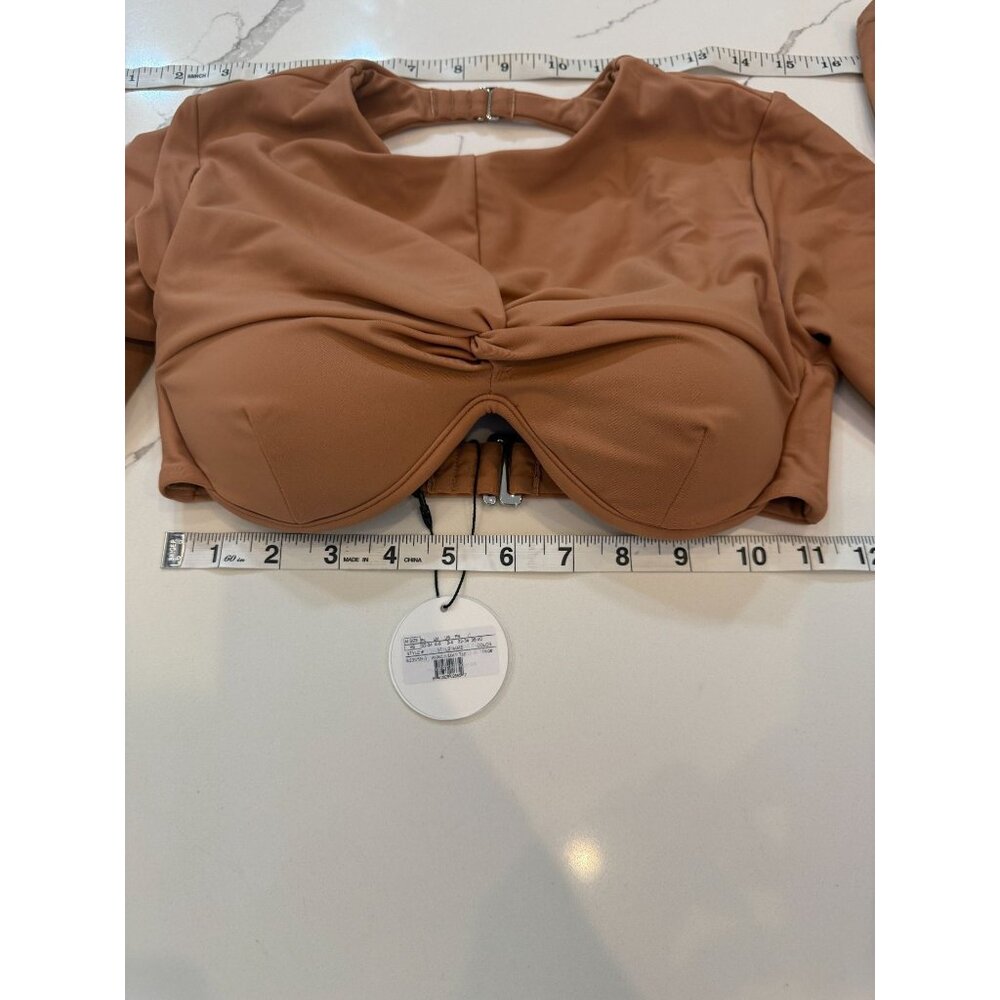 NWT Andrea Iyamah Akacia Nude Long‎ Sleeve Bikini Top XS, S - Picture 13 of 14